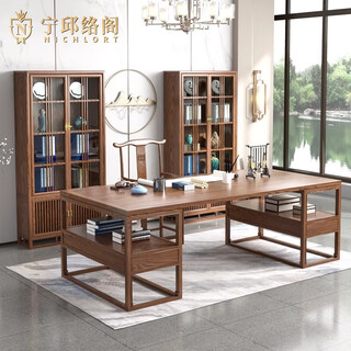 Ningqiu luoge new chinese style executive desk old elm furniture solid wood desk zen calligraphy table painting case simple painting desk writing desk desk + chair 200*100*80