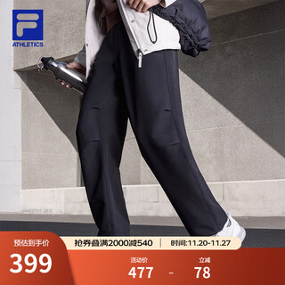 Fila woven trousers for men 2025 autumn new fitness sports loose cuff overalls paratrooper pants plus velvet black-bk l 175/84a/l