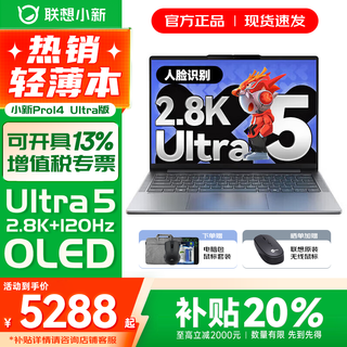 联想小新Pro14/GT 2025 AI元启可选 轻薄笔记本电脑 办公设计游戏本 人脸识别 旗舰标压酷睿 Ultra5 125H 32G 1TB｜Pro版 14英寸2.8K+120Hz OLED