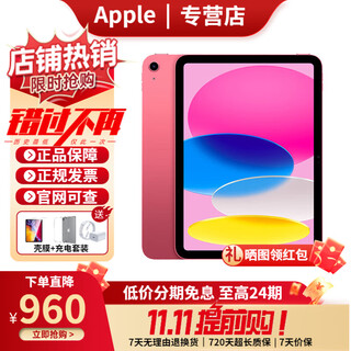 Apple【活动款限售】苹果ipad11平板 A16芯片 2025新款 苹果平板电脑 ipad 11粉色 256GB WIFI版【720天超长质保】