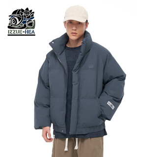 Heax i.t izzue co-branded simple large lion head cotton coat for men and women in autumn and winter, warm and versatile couple jacket, dark gray l