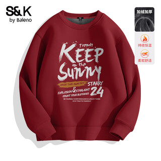 Baleno sweatshirt men's autumn and winter round neck heavy letter print youth long sleeves with velvet thickened simple jacket