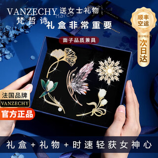 Fanzhe poetry light luxury snowflake brooch high-end women's high-end attractive pin autumn and winter accessories valentine's day birthday gift for girlfriend snowflake week brooch set air freight next day delivery