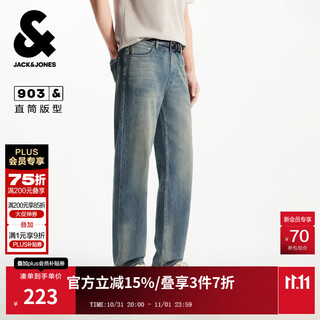 Jack jones (jack&jones) men's jeans, fashionable and versatile, trendy and cool out-of-the-street distressed washed casual straight pants 225332054 e39 medium blue denim regular 32 175 w32/l32