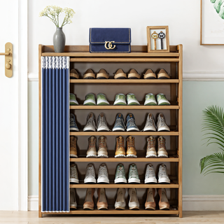 Yimo shoe cabinet home door simple storage artifact space-saving layered partition solid wood entry door shoe rack 5 layers 70 width