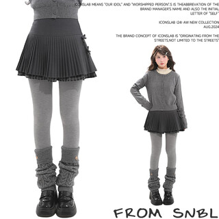 森女部落森女部落学院风灰色双层高腰百褶裙女新款拼接设计感百搭半身裙冬 灰色半身裙 S 模特码