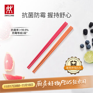 双立人（ZWILLING）筷子抗菌防霉高级一人一双专人专用家用高档NOW筷子彩色 两双装