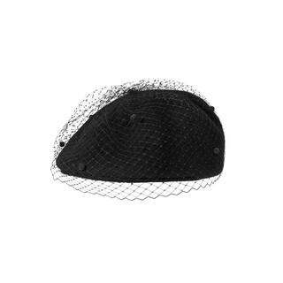 Xuanzi jewelry, elegant mesh beret, autumn and winter atmosphere hat, newsboy hat for women, black m (56-58cm)