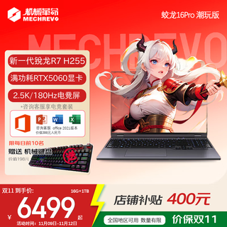 机械革命游戏本蛟龙16Pro  16英寸高性能满血5060显卡独显游戏本大学生畅玩瓦-三角洲游戏笔记本电脑 旗舰版R7 H255丨满血5060丨2.5K灰 【豪华电竞款】32G/NVMe1T固态硬盘