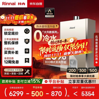 Rinnai blue whale 20l gas water heater, state subsidy, zero cold water, large water volume 20gd61r (jsq40-gd61r)