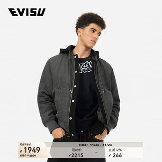 Evisu fukushin winter men's logo and seagull pattern jacket 2eaadm4jk1236xxpq charcoal gray l