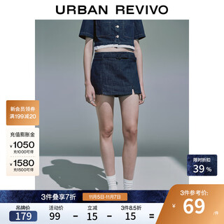 Ur2025 new summer women's retro casual belted culottes denim shorts uyy850121 blue 27