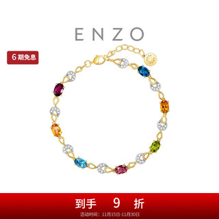 Chow tai fook enzo neon carnival 18k gold colorful gemstone diamond bracelet women ezv8901 birthday gift 15cm