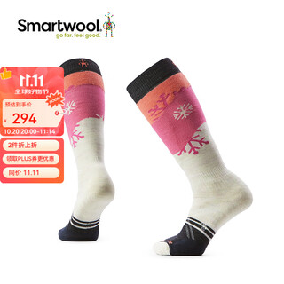 Smartwool women's ski full shock absorbing high socks patterned ski socks warm merino wool socks snowboard socks 2170 moonlight white a81 s (suitable for foot sizes 34-37)