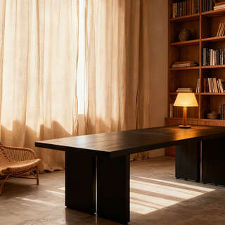 Yusenyi living room large long desk rectangular office computer negotiation table black table workbench pine black 160x70x75cm
