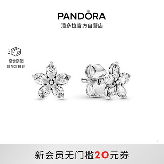 Pandora sparkling snowflake earrings 925 silver star inlaid design high fashion birthday gift for girlfriend