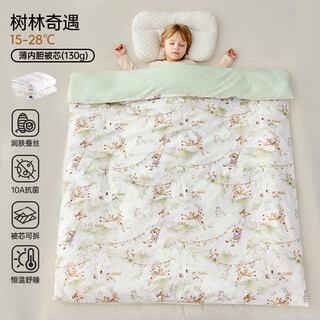 European pregnancy baby quilt autumn and winter silk quilt baby special pure cotton quilt for boys and girls kindergarten removable and washable newborn adventures in the forest丨mulberry silk-medium thick liner/recommended temperature 18-28 c 120x100cm
