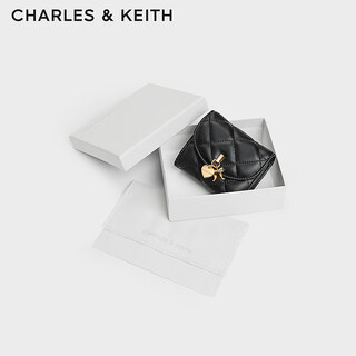 Charles&keith25 winter new metal bag hanging rhombus short wallet card bag new year gift for girlfriend ck6-10770710 black black xxs