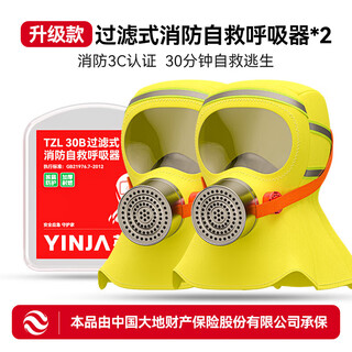 British a fire mask, anti-virus and anti-smoke filter self-rescue respirator, fire escape special mask, no plugging 3c, upgraded filter type fire self-rescue respirator*2