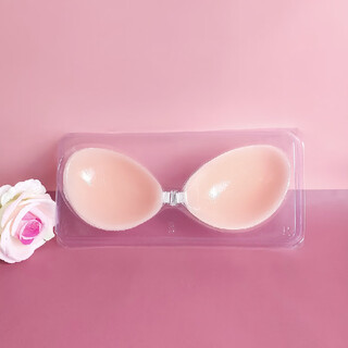 有无肩带隐形乳贴siliconebra透气防水内衣文胸女硅胶 吸塑装 4XL 2倍加厚D罩杯