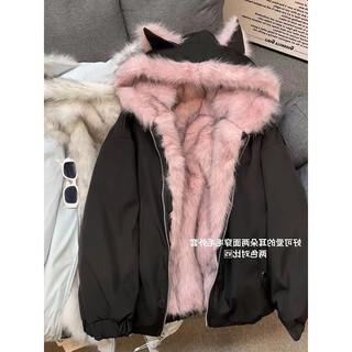 Beate lesch antique design cat ears reversible furry mountain carving cotton jacket women's casual loose warm jacket black reversible cotton jacket s _ 80jin jin is equal to 0.5kg -100jin jin is equal to 0.5kg