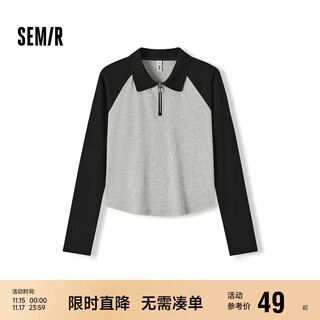Semir polo shirt women's short color-blocked raglan sleeve slim top small autumn slim pullover 101524115003