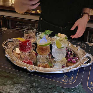 Yusenyi mirror tray silver crystal glass tray restaurant coffee table fruit plate afternoon tea dessert tray single mirror tray