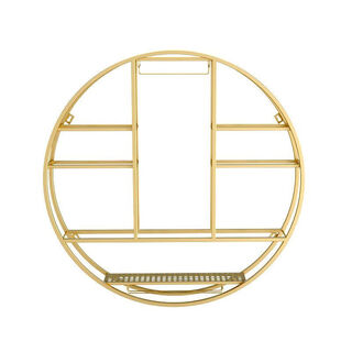 Middle shopkeeper european bar wine cabinet wall-mounted red wine household wine glass rack small apartment grape wrought iron wine rack 80-80-11 gold