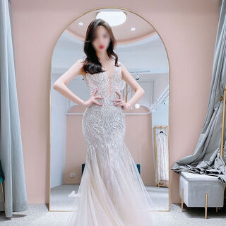 Yusenyi arched bridal shop fitting mirror, ultra-white mirror, beauty mirror, fitting mirror, three-way mirror, 30% off stackable full-body floor-standing mirror, single-way mirror with separate connection, no other