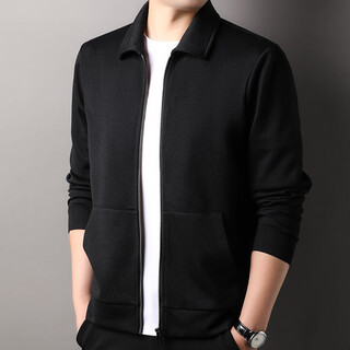 Yzyu oudu men's thickened jacket 2025 new young and middle-aged sweater light luxury high-end lapel cardigan jacket black factory supplied l