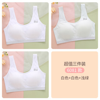 Girls' underwear development period student first and second stage vest tube top bra girl cotton 12 cotton 10-14 years old white + white + light green (3) xl xxl 40/90 (110-125jin jin equals 0.5kg)