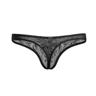 Men's sexy underwear lace thong low waist trendy men's fashionable breathable elastic underwear c505 black m