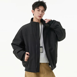 Monpoc stand collar motorcycle jacket men's autumn and winter style american handsome high street bomber jacket moj06 black xl