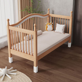 Children's spliced bed with liftable guardrails and widened bedside crib customized solid wood baby spliced large bed side lift-single bed + class a pure cotton bedside 150x60cm