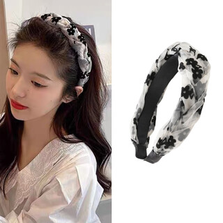 Chimera (chimera) korean style flocked small flower cross mesh headband for going out elegant headband hair accessories headband girl birthday gift