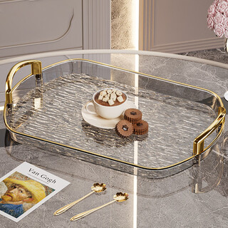 Dinner general binaural tray rectangular high-end tea tray household tableware plate water cup storage tray dry bubble tray snack tray