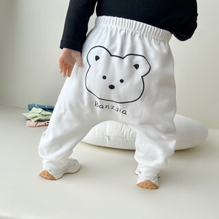 小红书爆款婴儿裤子无骨男女宝宝宽松大PP裤子儿童哈伦大屁屁230 白色春秋大庇庇宝宝裤 cm13个月 59