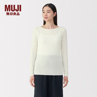 Muji women's lightweight round neck long sleeve t-shirt women's 25th autumn women's basement fcd37a5a off-white s (155/80a)
