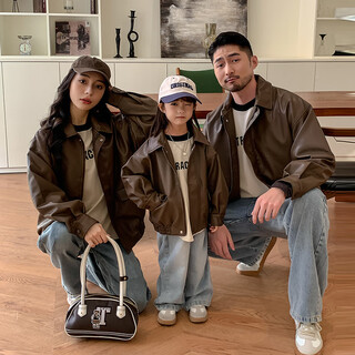 Aifangniao parent-child winter jacket, high-end new autumn clothing, family of three pu leather jacket, mother-in-law jacket, leather jacket, 90 cm, weight 24-29jin jin is equal to 0.5 kg