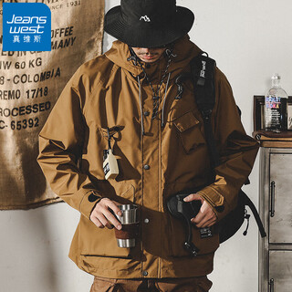 Jeanswest american retro workwear jacket men's spring and autumn mountain style functional outdoor urban commuting men's ami khaki jacket khaki 2xl suitable for 160-180jin jin is equal to 0.5 kg