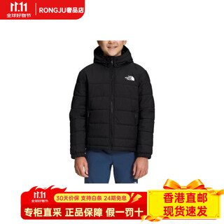 The north face brand logo solid color reversible zipper long sleeve jacket boys black black m
