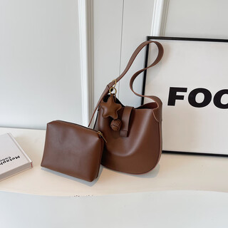 This year's popular bucket bag spring and summer retro shoulder versatile casual brown