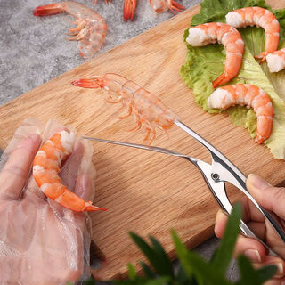 Guangyi fat donglai supermarket purchased the same shrimp line artifact stainless steel shrimp peeler, shrimp line knife, shrimp shelling tool, shrimp eating stainless steel shrimp peeler, 3 pack, efficient shelling, sharp and durable