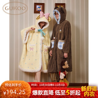 Gukoo couple nightgown winter coral velvet warm new disney mickey joint women's home clothes nightgown men's nightgown d mickey men's nightgown xl