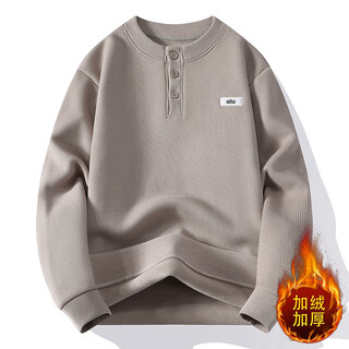 Pierre cardin sweater men's solid color bottoming sweater henry collar loose winter thickened warm youth 2025 new sweater off-white m