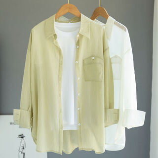 Export high-end thin tencel sunscreen shirt for women light green temperament top design niche jacket summer light green s s