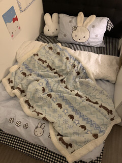 Pupan 2025 new milk velvet blanket thickened lamb velvet multifunctional small blanket sofa nap cover ins style fair isle puppy blue high quality quick release children 70x100cm soft milk velvet | skin friendly and no shedding