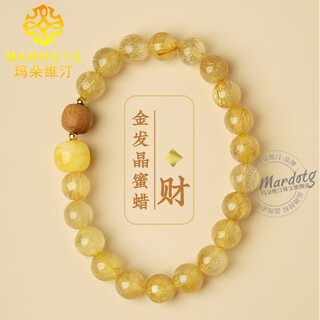 Mardotg blonde crystal bracelet beeswax old mountain sandalwood crystal bracelet gift for women 6 beads diameter