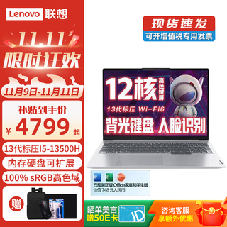 ThinkPad联想ThinkBook 16 13代i5高性能标压16英寸超轻薄本商务办公大学生设计师游戏本笔记本电脑 i5-13500H 32G 1TB 固态 升级 IPS高色域 WiFi6
