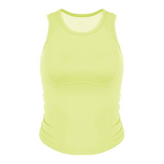 Women's sports bra shockproof push-up yoga vest women's summer new pilates top breast-reducing fitness bra lime cream (integrated coaster) s